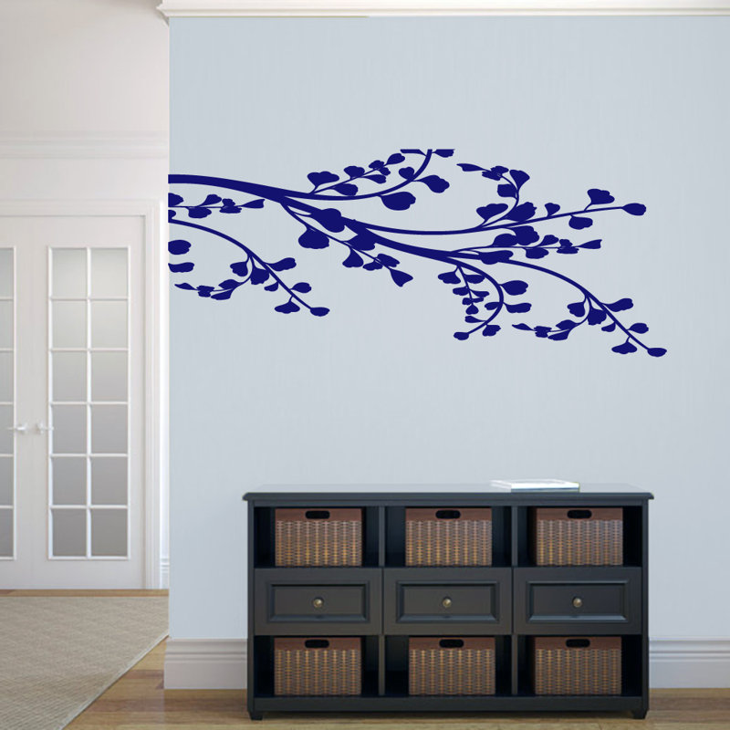 Adhésif décoratif coin branche feuillue, Bleu marine