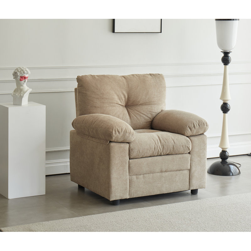 Chaise avec accoudoirs rembourrés 38,3 po, Chameau clair