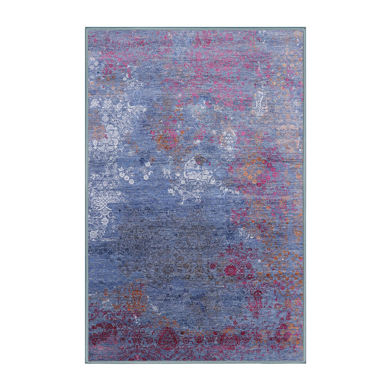 Tapis bleu / rose à motif abstrait Box Stockholm, Rectangle 6 pi x 9 pi