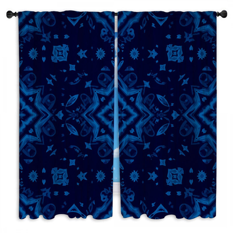 Rideau bleu obscurcissant à motif kaléidoscope, 20in x 50in - 2 panels, Obscurcissement de chambre