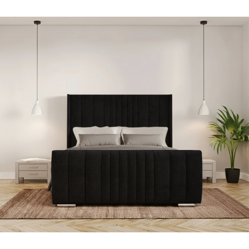 Schwamm Upholstered Bed Frame, Super King (6'), Black