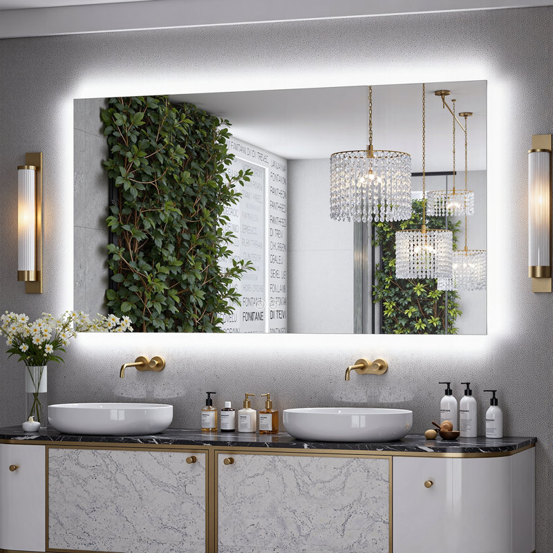 Lunara UL Certified Frameless Backlit LED Bathroom Vanity Mirror , Anti Fog Temper Glass 3 Year Warranty, 60" x 30"