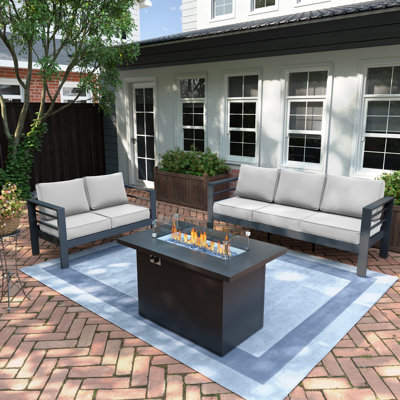 5-Person Sofa Seating Group With Fire Pit Table