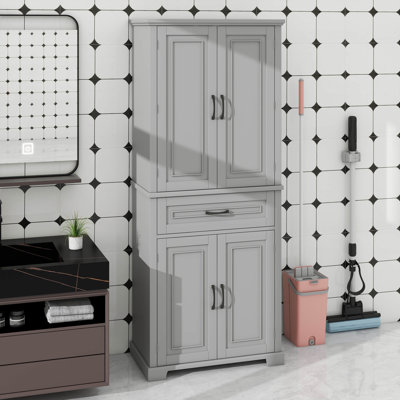 Bathroom Cabinet With Storage, Doors, Drawer, Multiple Compartments & Adjustable Shelf