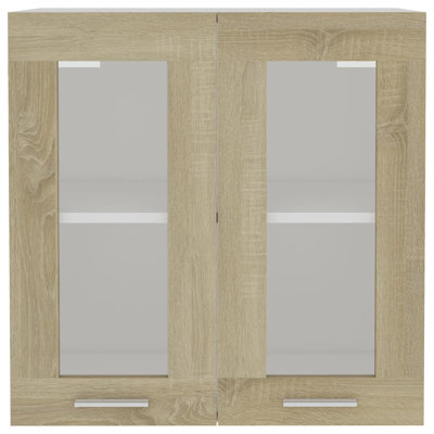 Barley Hanging Glass Cabinet Sonoma oak Engineered wood and glass Medium
