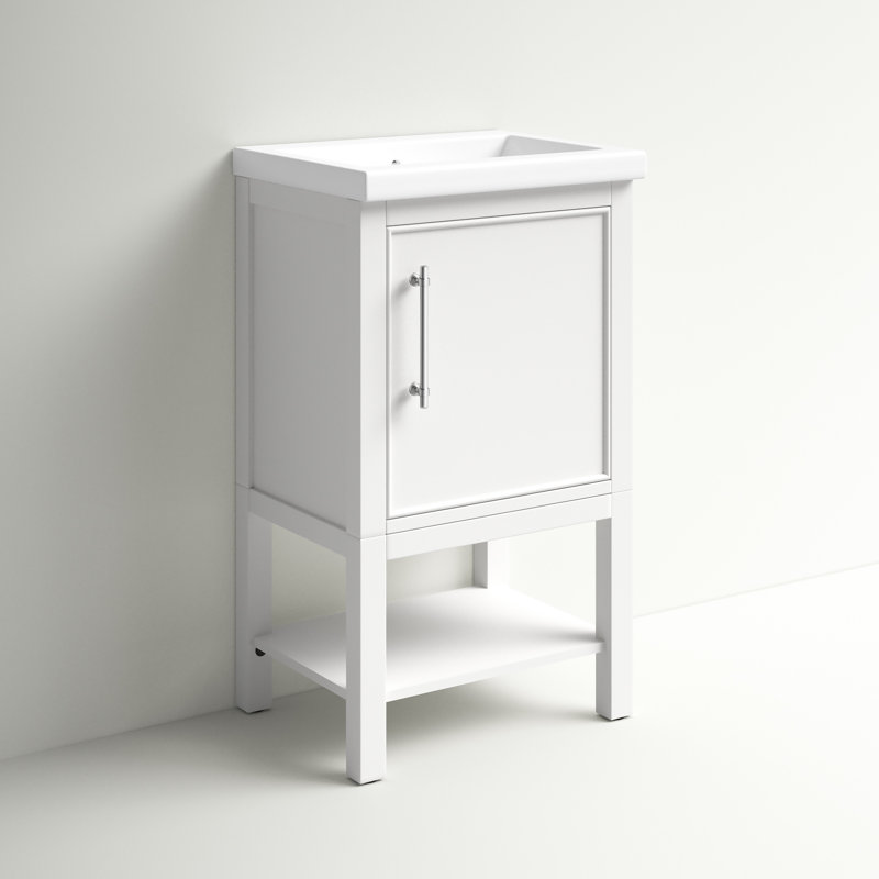 Jewell 20" Single Bathroom Vanity Set, White/Brushed Nickel