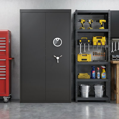 20-25 Large Heavy-duty Gun Safe & Home Security Cabinet,unassembled Gun Safe With Adjustable Shelf & Gun Rack, Gun Safe For Home And Shotgun, Gun Cabinet With Mute Function & Dual Alarm