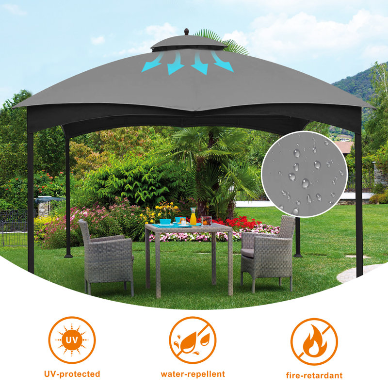 Toit de remplacement pour pavillon de 10 pi X P 12 D Allen Roth Gazebo, Gris