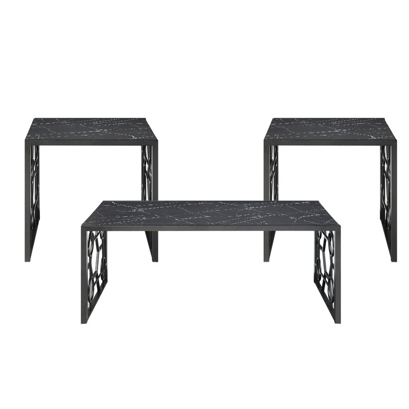Table d'appoint à la mode 3: verre trempé cannelé avec plateau moderne chic et métallique