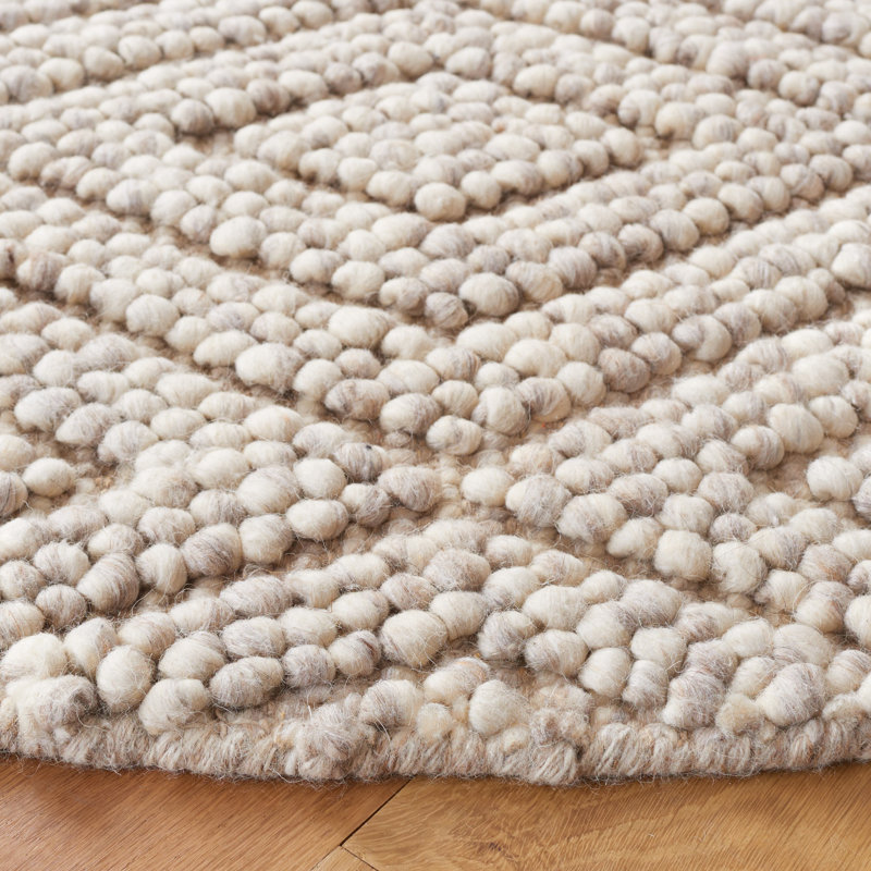 Tapis beige en laine / coton tissé à la main Jacobs, Rectangle 8 pi x 10 pi
