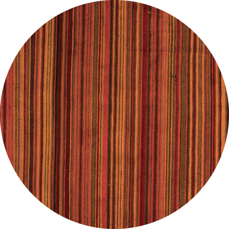 Tapis tissé à la machine rouge / orange / brun Murali, Rond 5 pi