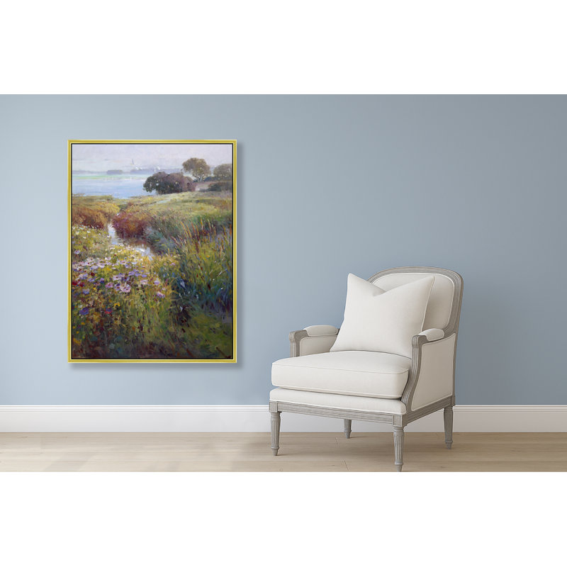 Where The Wild Meadow Meets The Sea Print, 50" H x 38" W, Gold