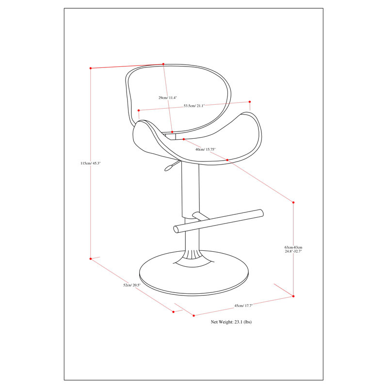 Bentwood Adjustable Swivel Bar Stool, Gray/Brown