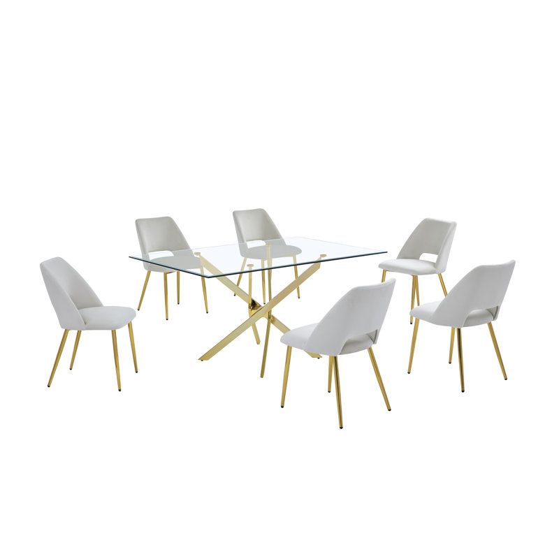 Arieyana 6 - Person Trestle Dining Set, Cream