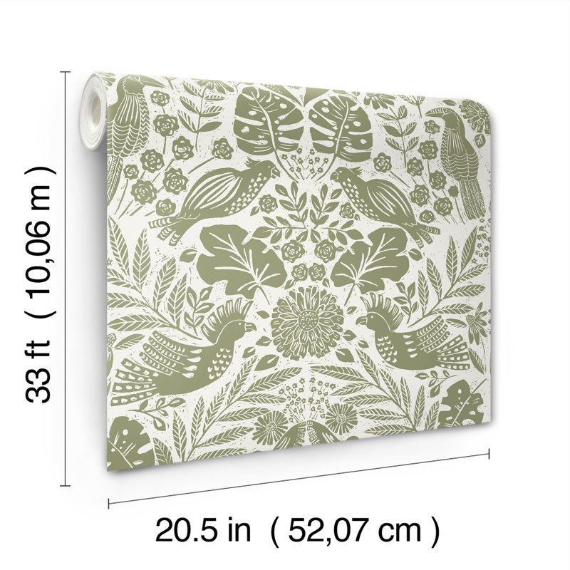 Nestle Floral Wallpaper Roll, Green