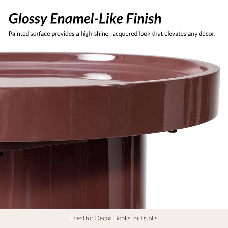 Musae Modern Round Fully Assembled End Table with Enamel Finish, Wine
