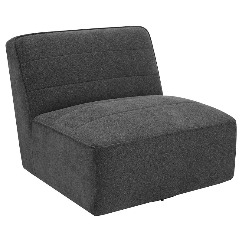 Chaise pivotante rembourrée sans accoudoirs , Fausse fourrure gris anthracite foncé
