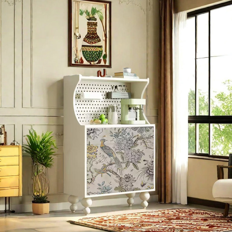 Armoire d'appoint multifonctionnelle à grande capacité artistique, Ivoire blanc