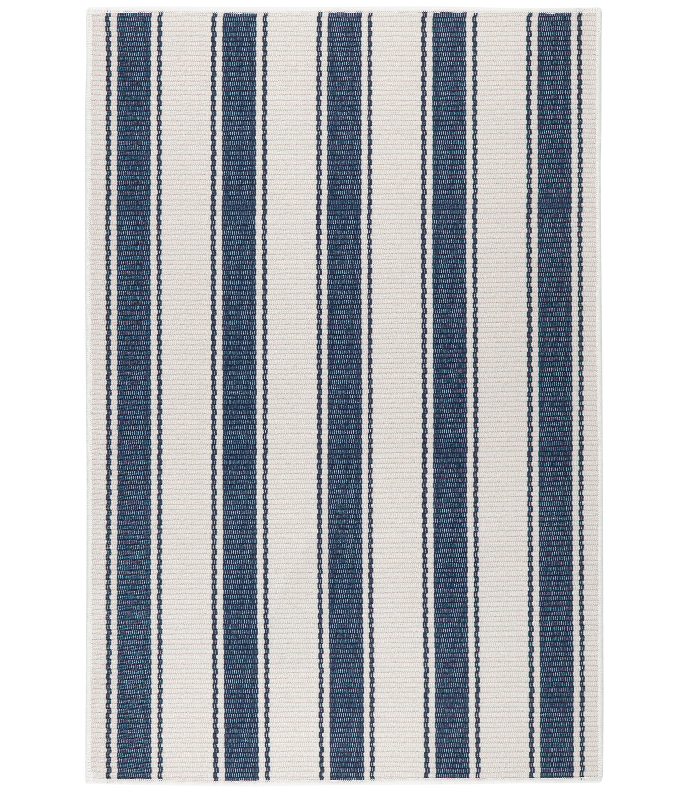 Blue Awning Stripe Machine Washable Rug, Rectangle 8'6" x 11'6"