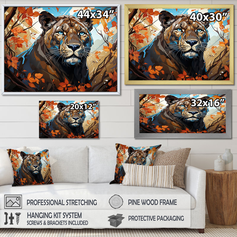 «Majestic Panther Roar I» sur toile, Cadre photo argenté, H 12 po x l 20 po x P 1 po