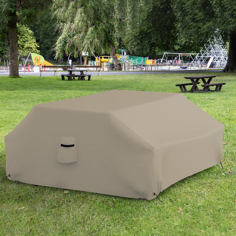 Heavy Duty Outdoor Waterproof Picnic Table Cover,All Weather Protection UVResistant Game Table Cover, Beige