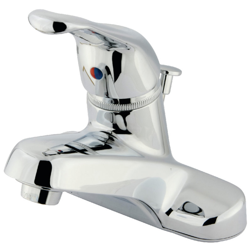 Kingston Brass Wyndham Single-Handle 3-Hole Deck Mount 4" Centerset Bathroom Faucet, With Retail Pop-up, Polished Chrome