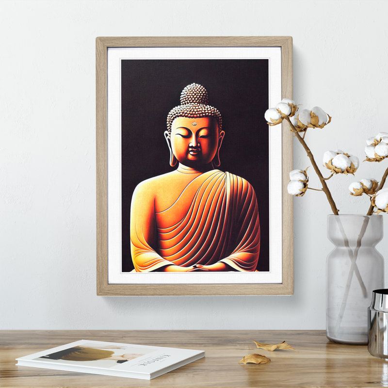 Vibrant Buddha - Wall Art, 48cm H x 36cm W, Oak Framed Paper