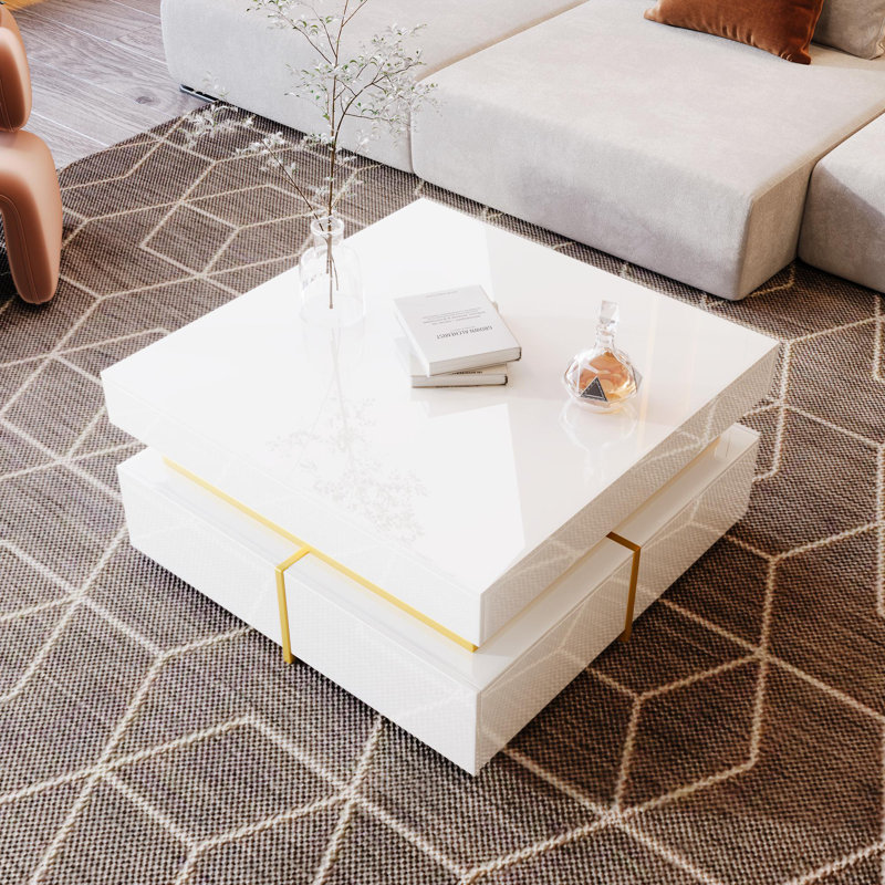 Coffee Table with Storage, White