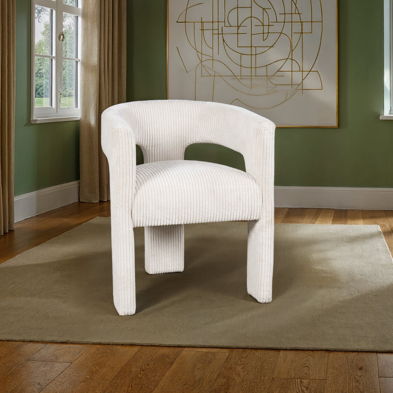 Darlington Modern Three-Leg Upholstered Accent Dining Armchair with Corduroy Fabric - Forest, Beige