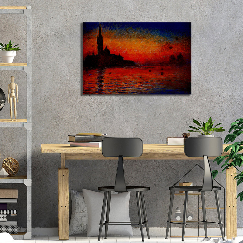 Coucher de soleil à Venise par Claude Monet - impression d'art graphique, H 26 po x l 40 po x P 1,5 po