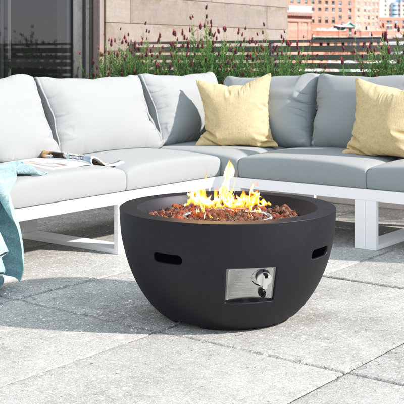 Foyer rond sans fumée au propane Ameliya (support de réservoir non inclus), Gris foncé