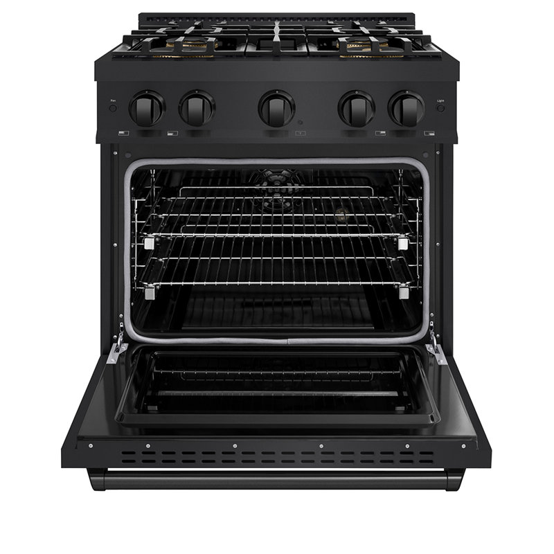 Cuisinière à double combustible ZLINE 30 po avec surface de cuisson DuoPro et four électrique en acier inoxydable noir ZLINE