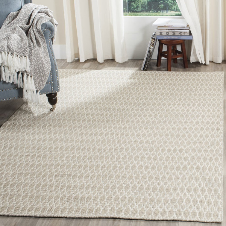 Aniwa Flat Weave Wool/Cotton Geometric Rug in Ivory/Gray