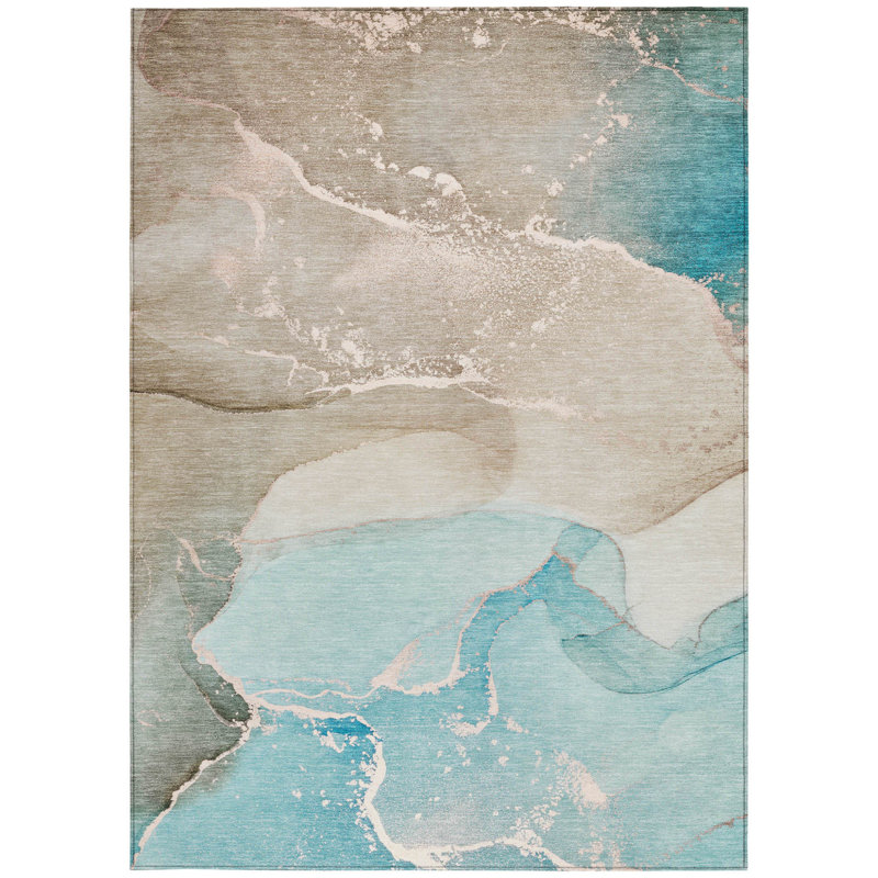 Tapis extérieur lavable antidérapant 10 pi x 14 pi bleu sarcelle