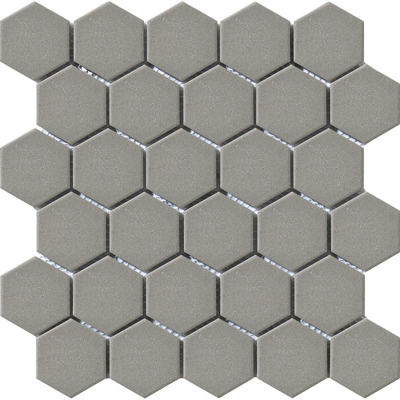 Carreau de mosaïque de mur et de sol en porcelaine 2 "x 2" Urban, Hexagone gris / gris moyen