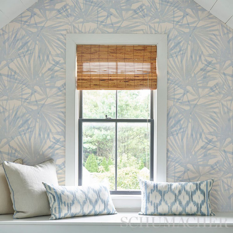 Sunlit Palm Sisal Wallpaper, Chambray