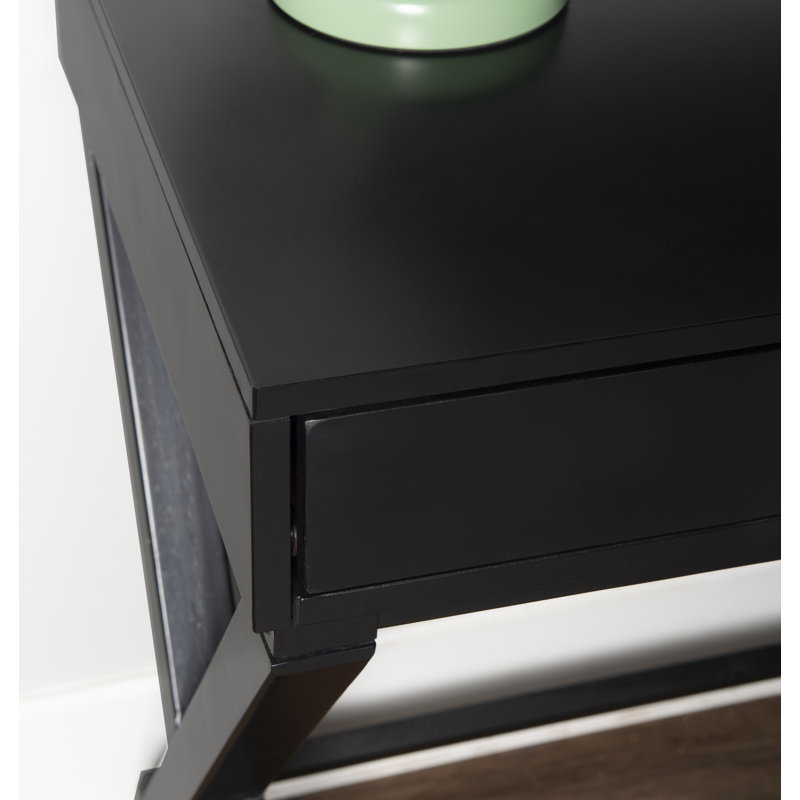 Bureau long Halstad Modern 44 avec tiroir de rangement, Noir