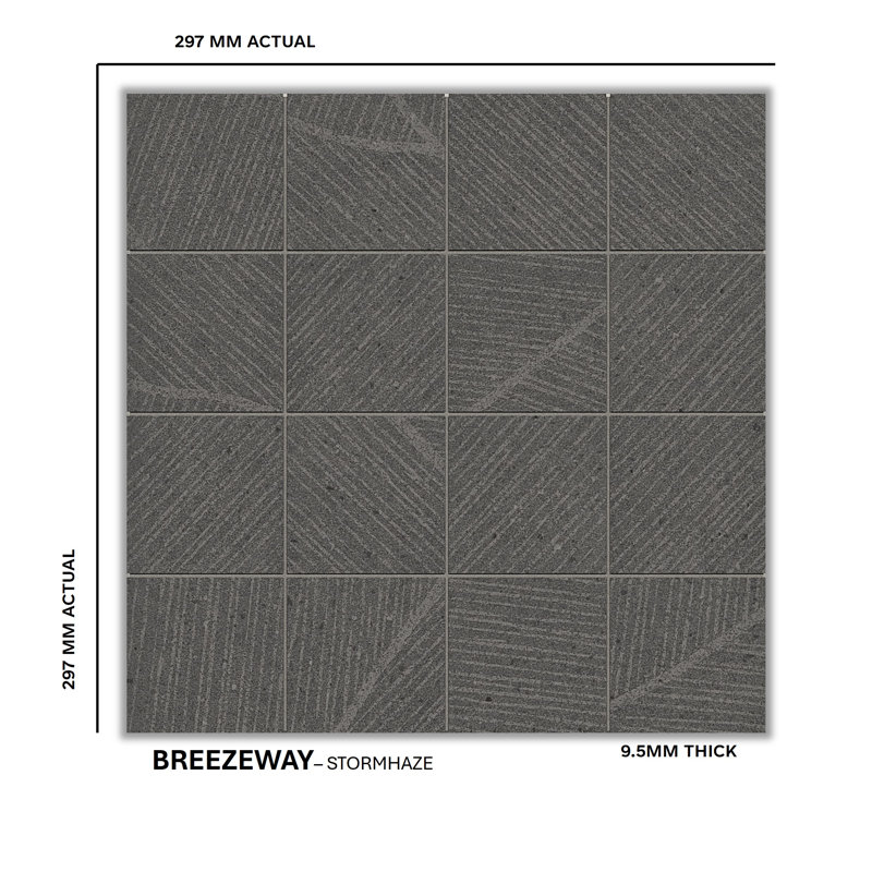 Breeze Way 3" X 3" Porcelain Tile Mosaic Sheet, Stormhaze