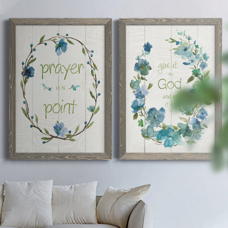 "Prayer on Point", art textuel sur toile 2 pièces, H 24 po x l 36 po x P 1,5 po, Cadre gris