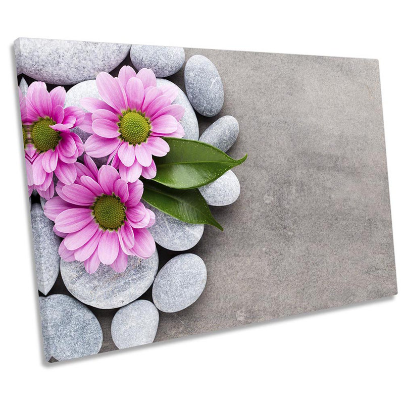Wellness Spa Stones Flowers - Wrapped Canvas Print, 30.5cm H x 45.7cm W