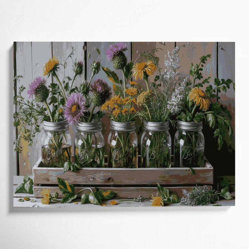«Farm Mason Jars», toile sur toile grise, H 12 po x l 18 po
