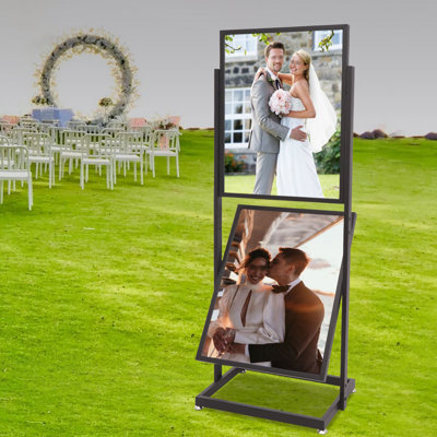 Standing Sign Holder, 2 Tier Poster Stand, Floor Stand Advertisement Display For Business, Supermarket, Wedding