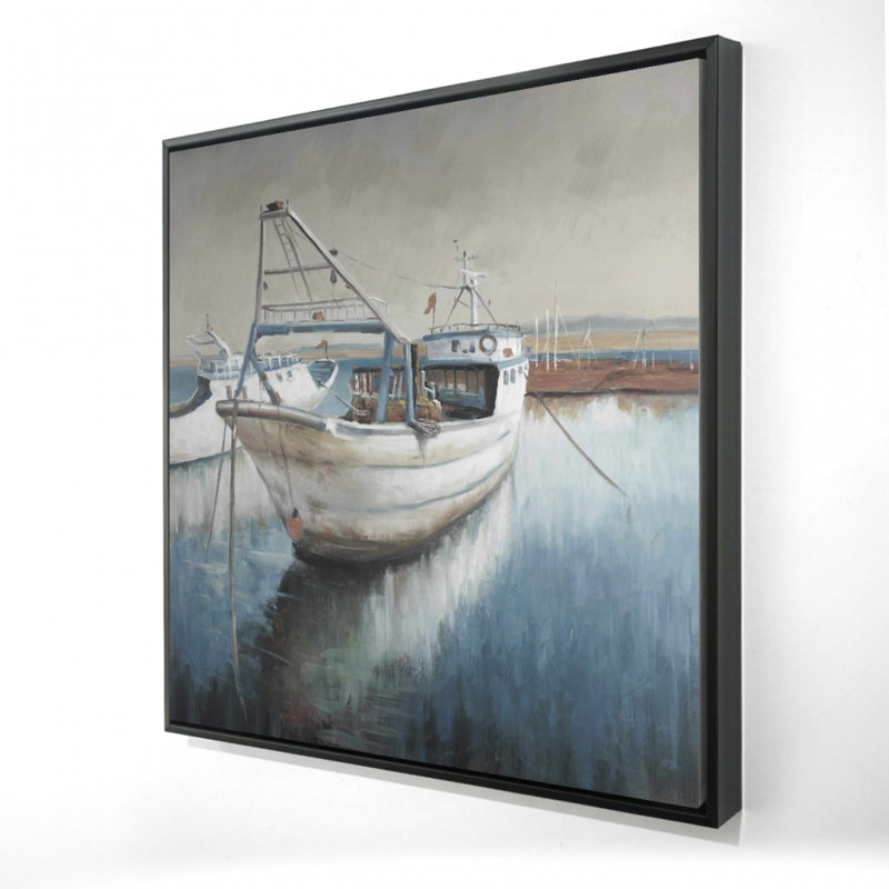 "Bateau de pêche désaturé" sur toile, H 36 po x l 36 po
