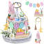 Décoration de Pâques à plateaux à paliers de campagne, décorations de printemps en bois, mini lapins, œufs, signes, décor de printemps pastel, décorations de plateaux de Pâques, décor de printemps rustique pour table de cuisine