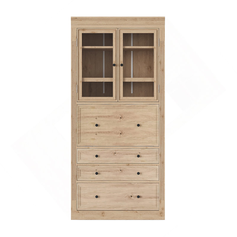 Armoire de rangement pour garde-manger autoportante avec tiroirs, tablettes réglables et prise de courant pour la salle à manger et le salon