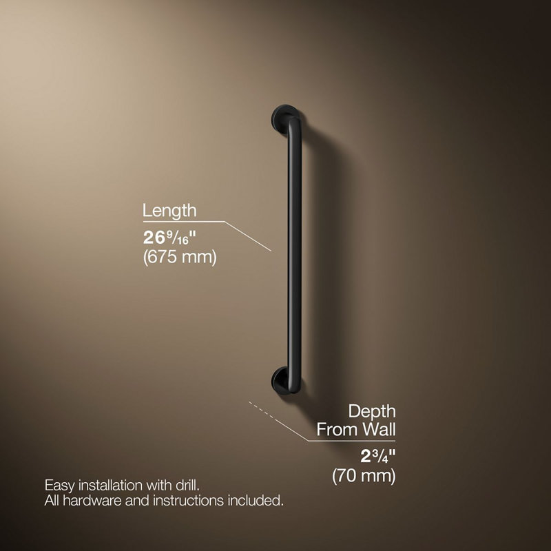 Kumin Grab Bar, Matte Black, 24" W