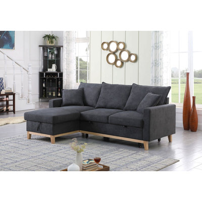 Canapé-lit modulaire réversible tissé gris foncé de 84,25 po Cosimo