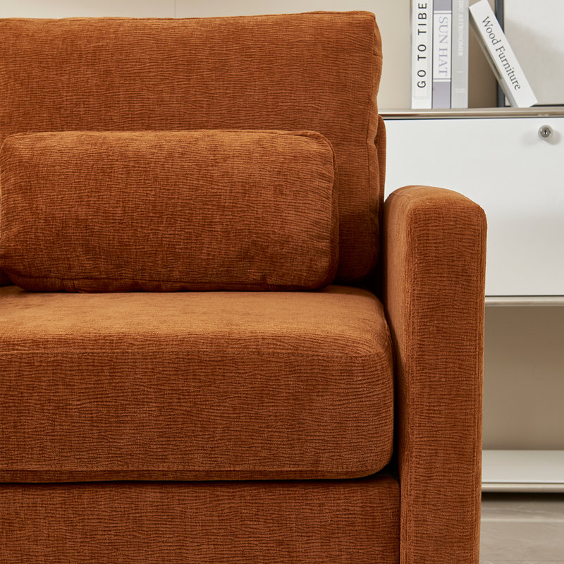 Zeil Wood Legs Upholstered Arm Chair Club Chair With Pillow Padded Single Chair