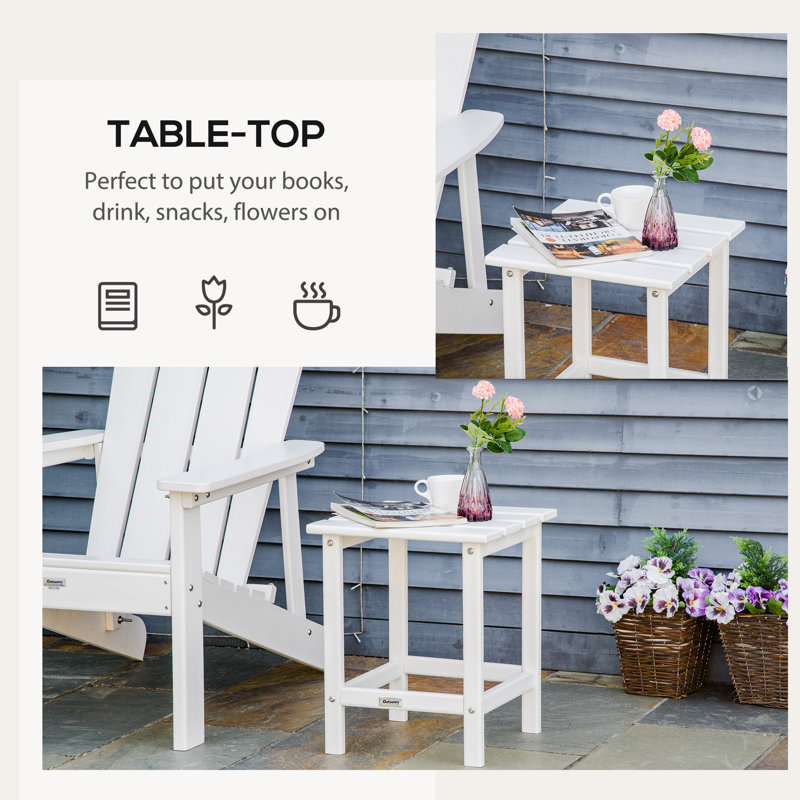 Outsunny White HDPE Plastic Square Patio Side Table
