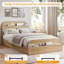 Structure de lit en bois avec tête et pied de lit avec rangement, lit plateforme à profil bas avec lattes de bois, aucun sommier requis-2009373110-2009373119